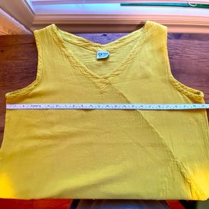 OH My Gauze yellow sleeveless top with one pocket. Never warn. L